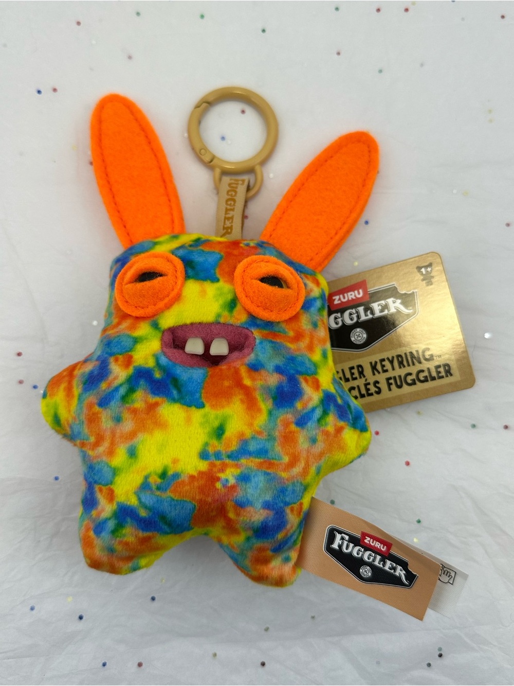 ZURU Fuggler Rabid Rabbit Multi-Color Plush Keyring 5” NWT